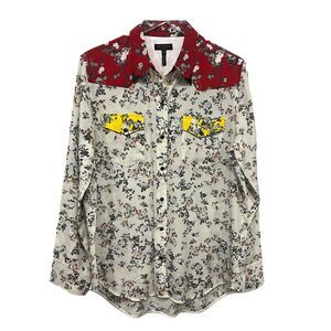 Rag & Bone Silk Shirt Jasper Floral Button Down Western Size L NWOT Multi